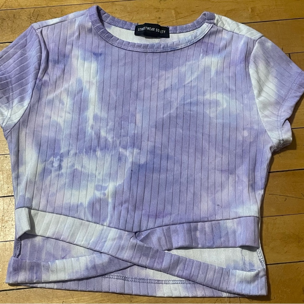 Purple Cross front Crop Top